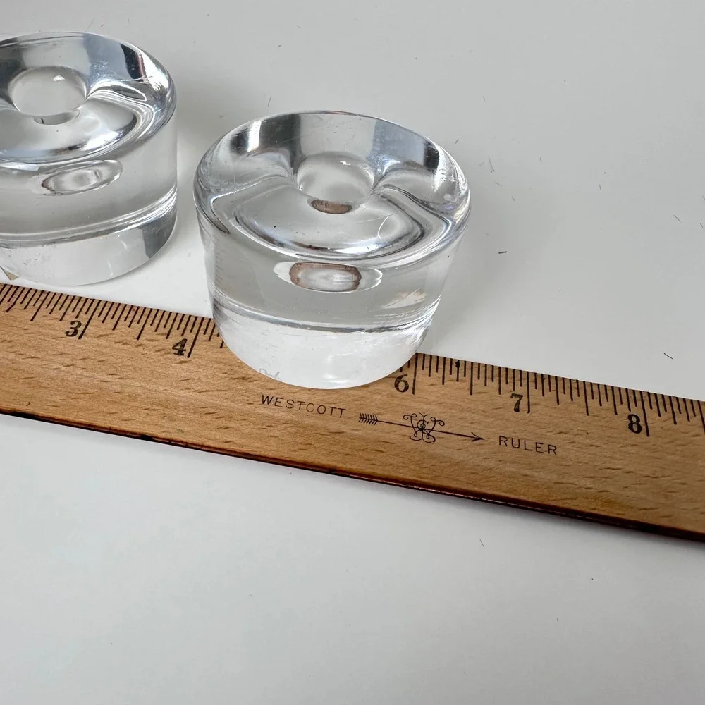 Orrefors Sweden Crystal Taper Candle Holders Set of 2 